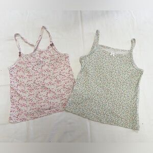 Petit Bateau Pink and White Floral Tank Tops